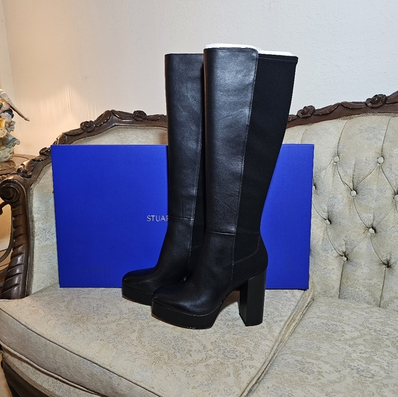 Stuart Weitzman Leather Platform Party Boots - Picture 3 of 13